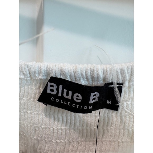 Blue B Collection Feather Crop Top White Sleeveless Party Clubbing Medium - Picture 4 of 7